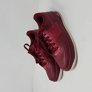 Nike Air Force GS 1 Low Team Red Burgundy  Summit White Gold Sneakers Size 5Y